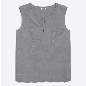 J.Crew Factory Printed Scalloped Shell BW Gingham